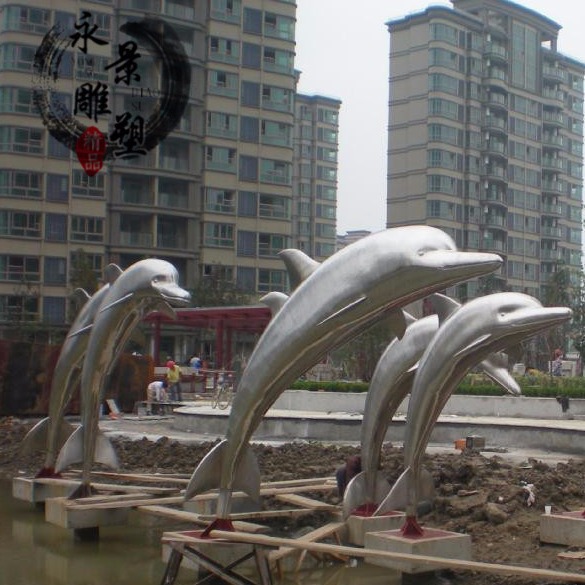 厂家直销不锈钢海豚雕塑    镜面海豚雕塑    永景园林雕塑