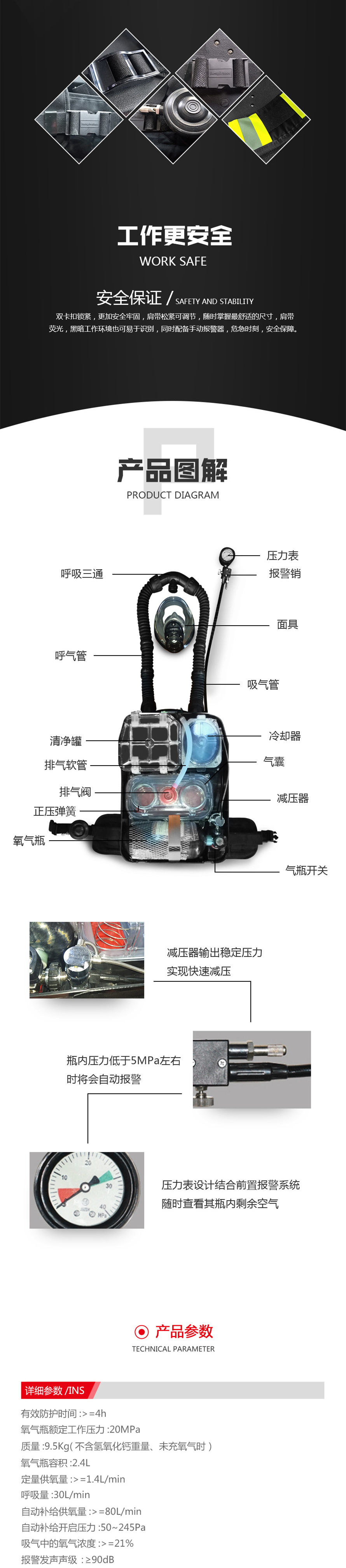 正压氧气呼吸器 正压氧气呼吸器价格 正压氧气呼吸器厂 救援设备示例图4