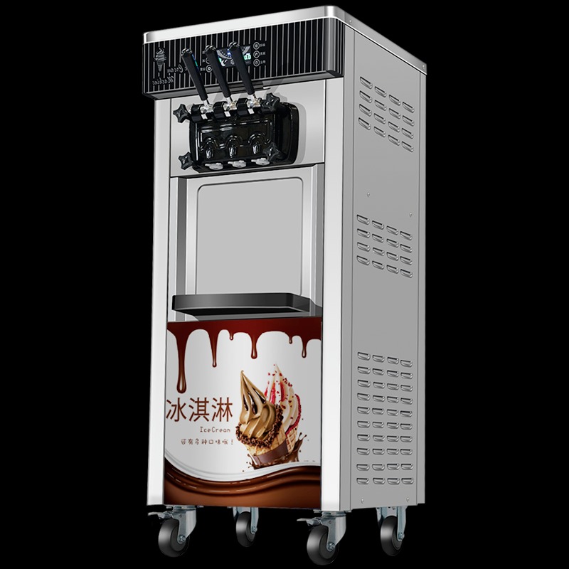 焦作浩博8218冰淇淋机 商用立式全自动甜筒机 雪糕圣代机 三头软冰激凌机价格