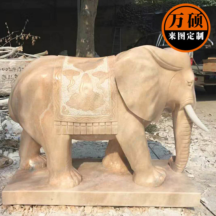 石雕动物 大理石雕刻狮子大象招财摆件小区门口石头装饰雕塑示例图6