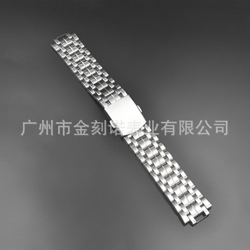 定制不锈钢手表配件 五珠钢片（包片）带 飞机扣 配叉耳示例图10