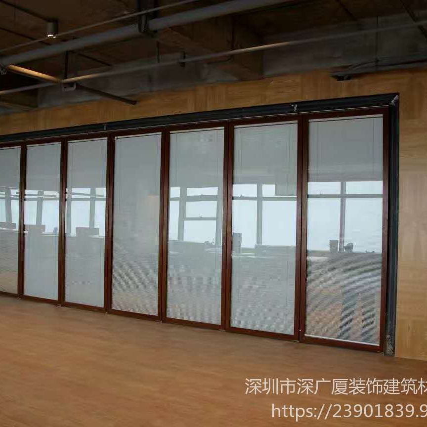 深广厦瑜伽馆活动隔断可折叠镜面玻璃移动隔断墙铝合金隔断包安装