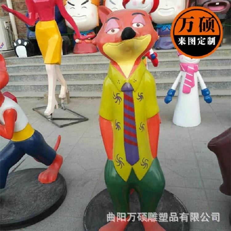 现货狐狸玻璃钢雕塑户外卡通摆件雕塑 动物城雕塑加工定制 万硕图片