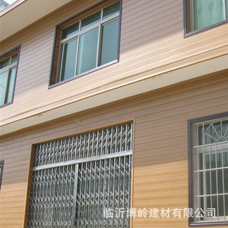 厂家直销 生态木外墙板 150平面外墙板/浮雕 防水阻燃PVC木塑墙板示例图4
