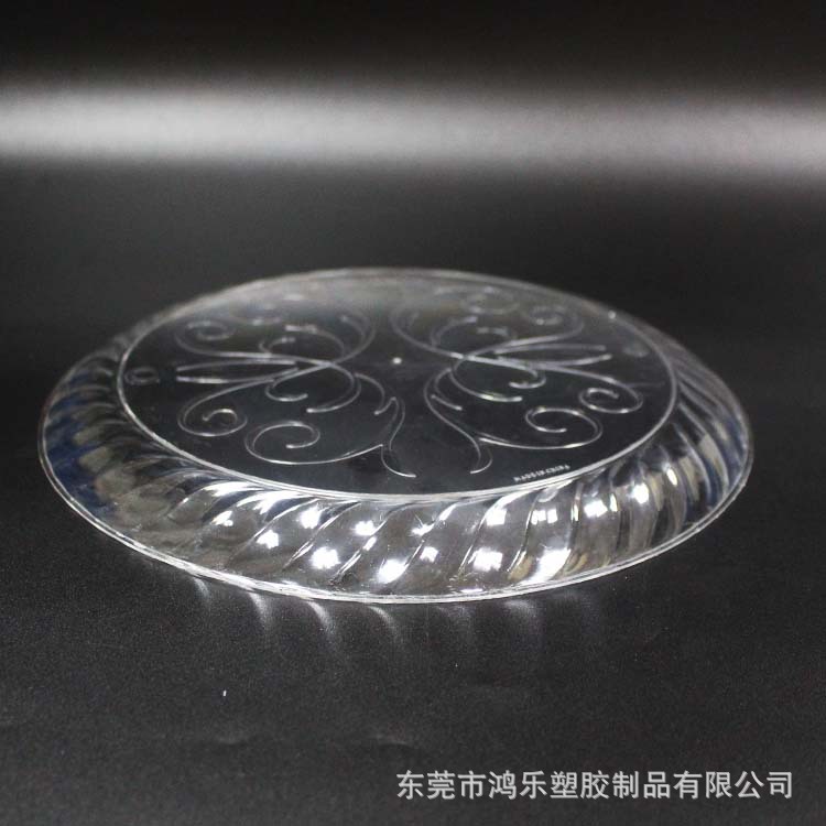 9寸一次性塑料碟透明硬塑料花纹碟PS食品级一次性点心蛋糕碟示例图2