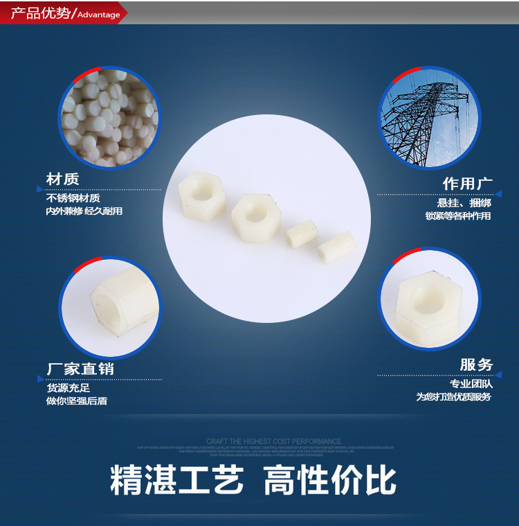 厂家低价批发 尼龙本色塑料六角螺母 绝缘耐磨抗老化尼龙螺母示例图3