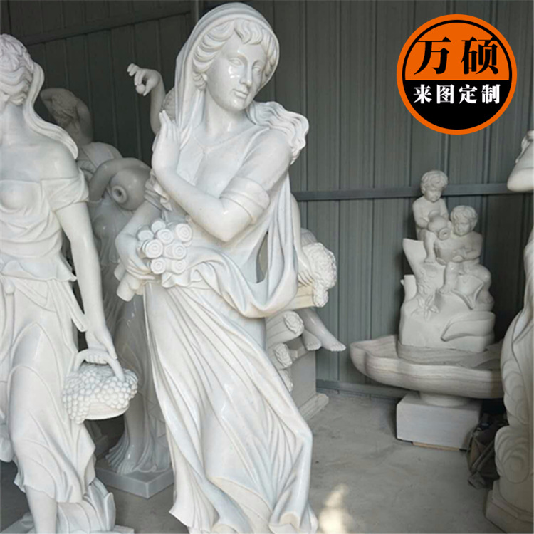 欧洲希腊女神石像 西方人物石头雕像 带翅膀天使雕塑示例图5