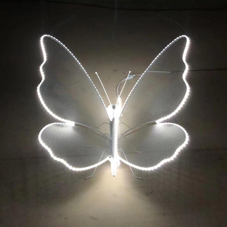 万硕  不锈钢发光蝴蝶雕塑 发光动物雕塑 发光雕塑
