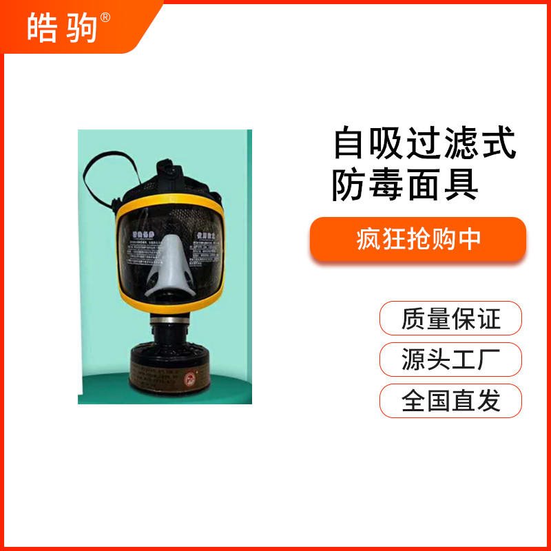 HJF05防毒面罩配滤盒七件套面具全面型呼吸防护器全面型防护面具正压防护头罩自吸过滤式防毒面具GB2890-2009呼吸
