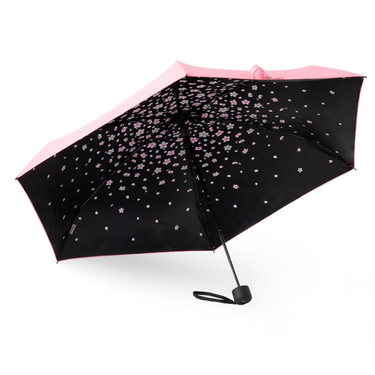 樱花五折超轻防晒小黑伞黑胶户外折叠遮阳伞logo免费设计