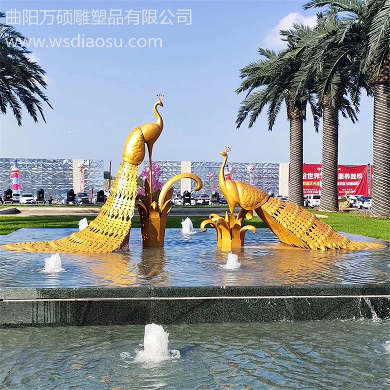 万硕  不锈钢孔雀雕塑  城市广场动物造型摆件  景观动物小品 支持来图来样定制