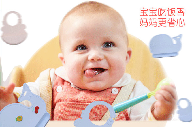 新款口水兜母婴用品宝宝吃饭硅胶围嘴防水婴儿围兜儿童食饭兜示例图2