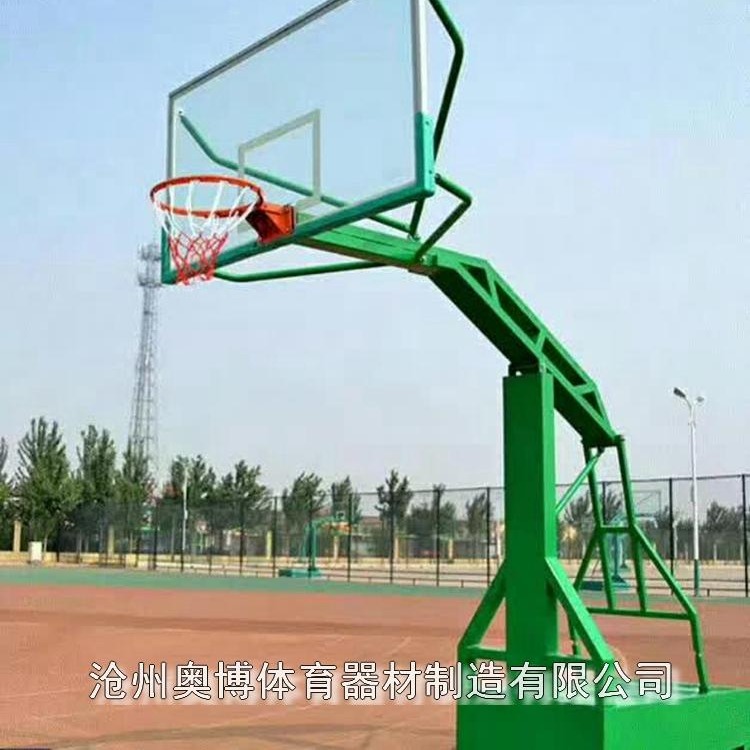 奥博厂家供应户外成人标准凹箱篮球架 地埋篮球架 可移动升降公园小区广场学校篮球架