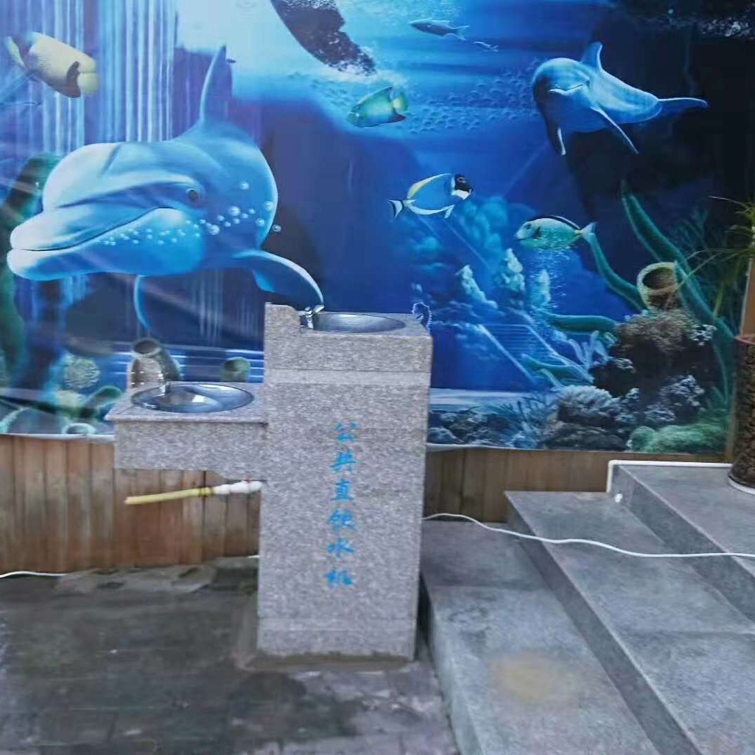 上海公共双盘饮水台 石材高低盆饮水台QY12-02图片