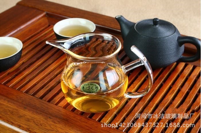 高硼硅耐热玻璃茶具公道杯  透明茶海 创意把手 尖嘴茶具分茶器示例图6