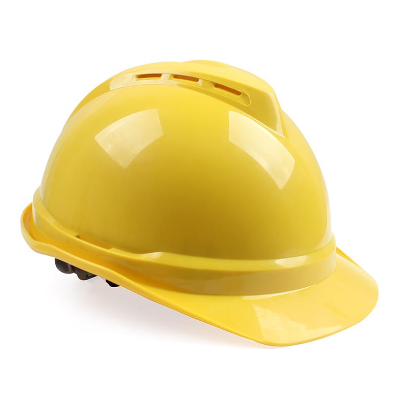 梅思安10146549黄色PE豪华型有孔安全帽PE带透气孔帽壳一指键帽衬PVC吸汗带C型下颏带-黄