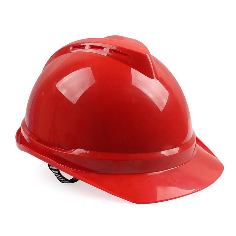 梅思安10146573红色PE豪华型有孔安全帽PE带透气孔帽壳一指键帽衬PVC吸汗带国标C型下颏带-红