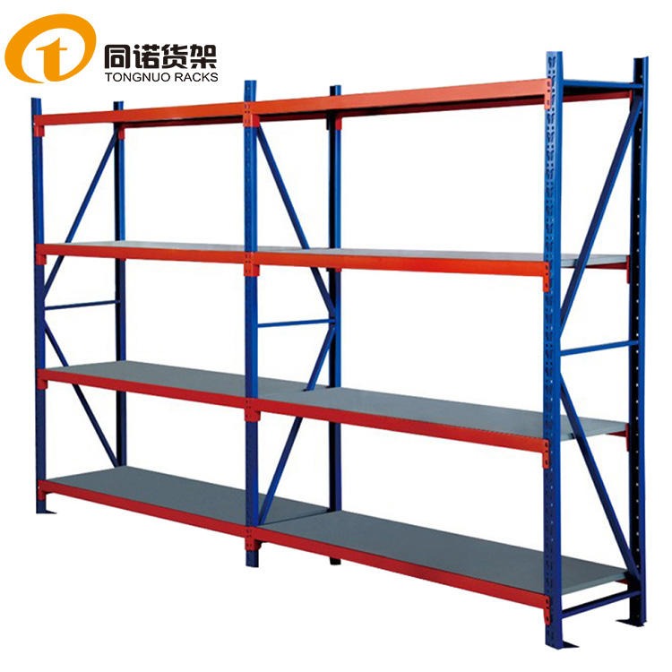 南京中型货架  带钢层板  可上下调节  放木板重型横梁式仓储货架  同诺货架厂家