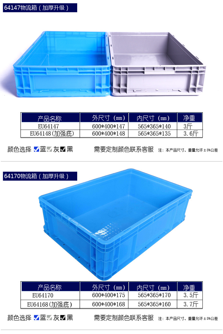 厂家EU箱物流箱加盖欧标汽配件工具箱周转箱eu4328出口标准塑料箱示例图8
