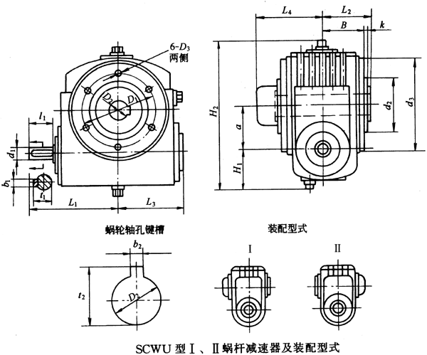 厂家批发供应SCWU125-10-II轴装式圆弧圆柱蜗杆减速机、轴装式示例图4