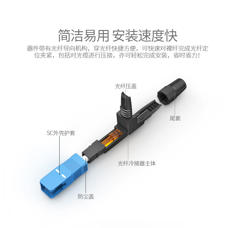 胜为厂家直销 预埋式皮线光纤SC/UPC冷接子光钎快速连接器示例图2