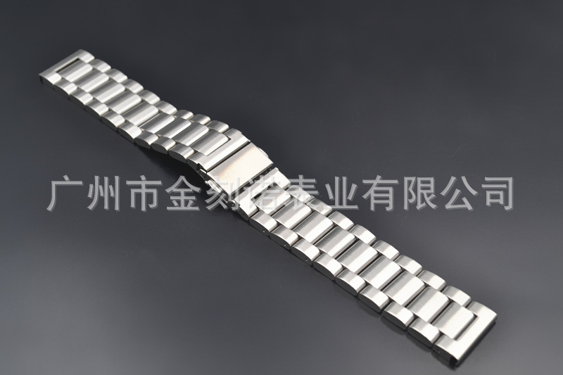 现货批发三珠实心不锈钢表带 金属表带 开关孔18MM-24MM智能手表示例图22