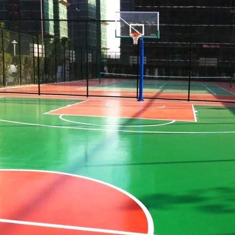 硅pu球场厂家 硅pu篮球场厚度 硅pu球场地坪 鹏卓 每平方报价