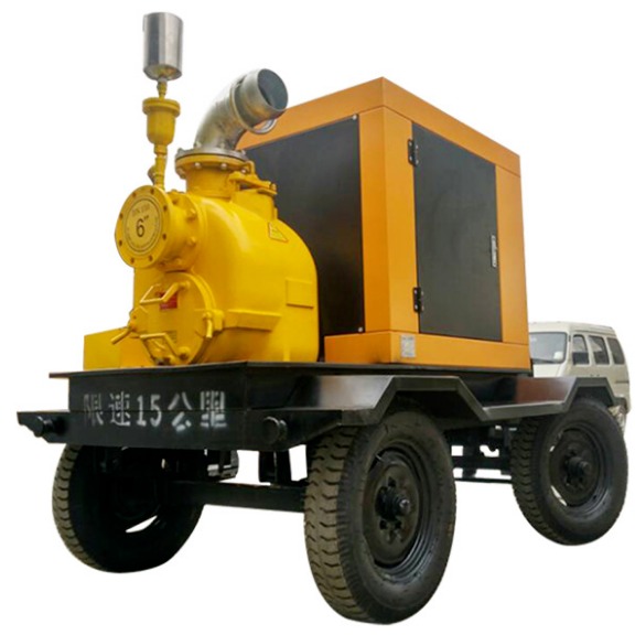 8寸潍柴动力自吸泵   600立方户外型高吸程自吸排污泵  防雨型拖车柴油机自吸泵