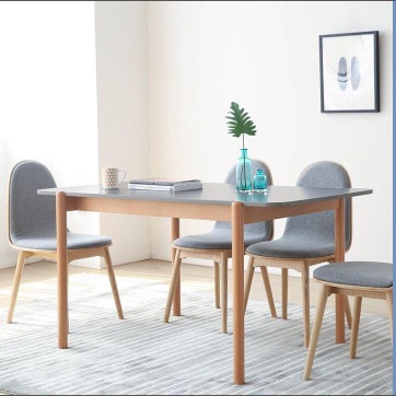 香港新品上市北欧餐桌椅组合家用简约白橡木风格家具小户型日式原木色实木桌子图片