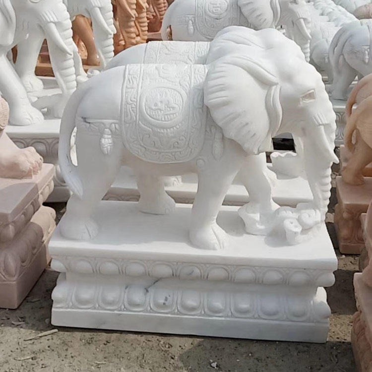 佰盛 定做石雕大象 汉白玉大象价格 招财大象摆件 晚霞红大象 厂家批发