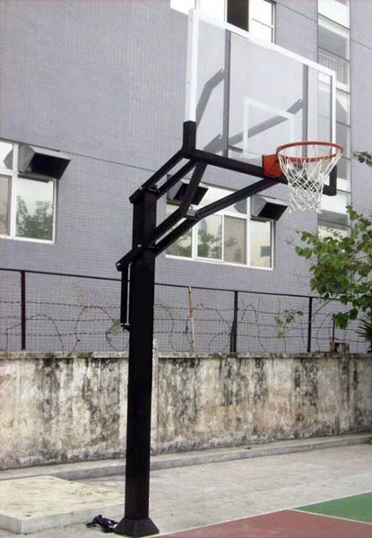 临沂晶康牌配透明钢化玻璃篮板地埋篮球架供应商
