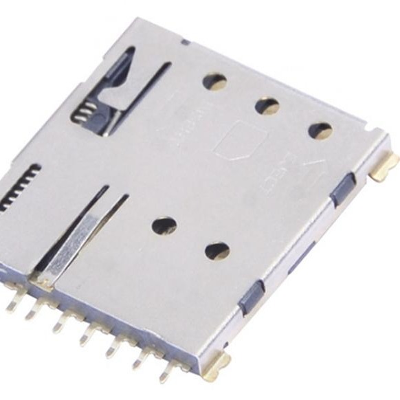 Nano Sim push卡座带CD pin 6pin+1pin H1.37 抽屉式SIM卡座图片