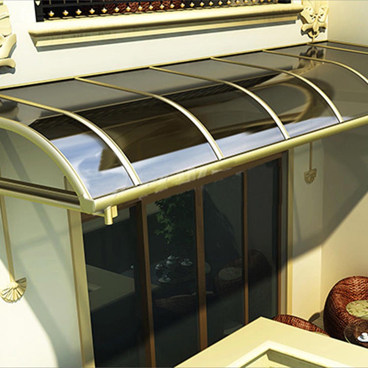 耐力板无声雨棚 定制 别墅阳台雨棚 铝合金遮阳棚 户外铝合金雨棚