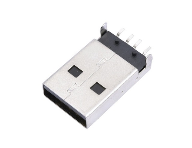 威联创USB A公AM 2.0USB贴板公头 黑胶PBT-灰胶LCP 耐温图片