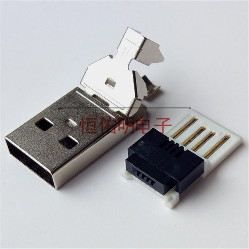USB A公刺破式 AM中长短体 免焊接线两件套 线端插头