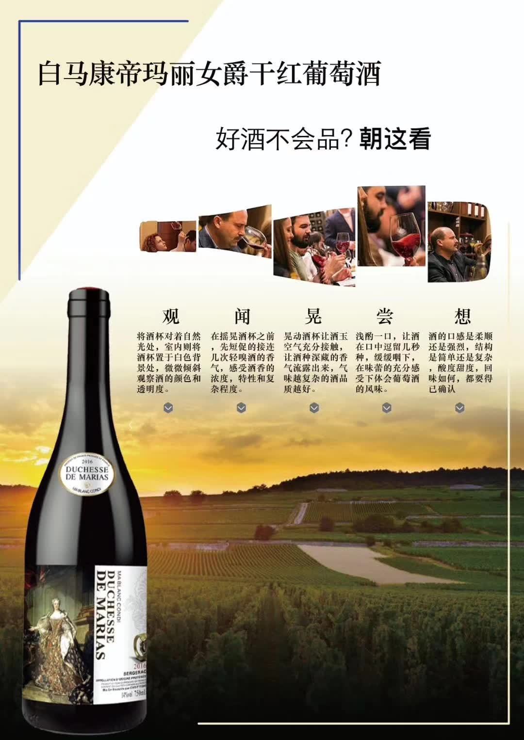 上海万耀贸易白马康帝系列玛丽女爵法国进口混酿葡萄酒
