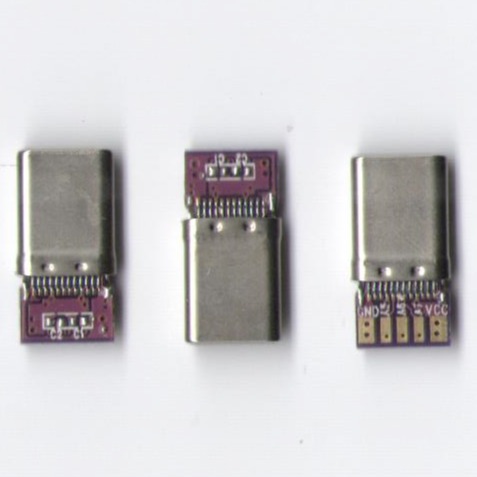 拉伸带板type C 公头 4点焊线USB 带CC地脚 一体成型式图片
