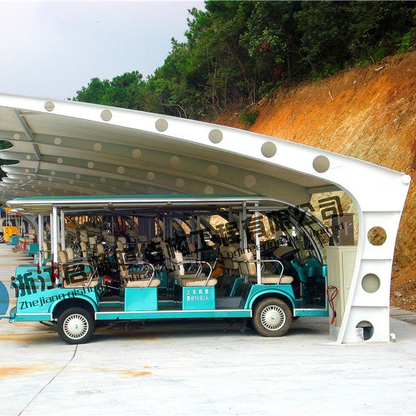 邗江汽车遮阳棚全国发货上门安装，如东公交车充电雨棚订制设计及制作安装图片