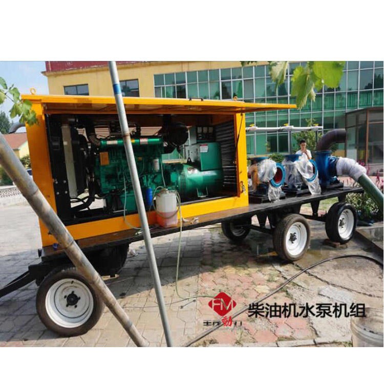 拖车式潍坊动力250kw柴油机水泵机组河道清垢处理专用电源排污用