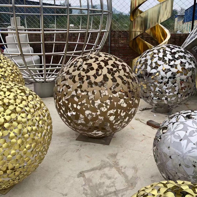 佰盛 金属风水球雕塑 不锈钢镂空风水球摆件 不锈钢镂空球雕塑 厂家定做图片