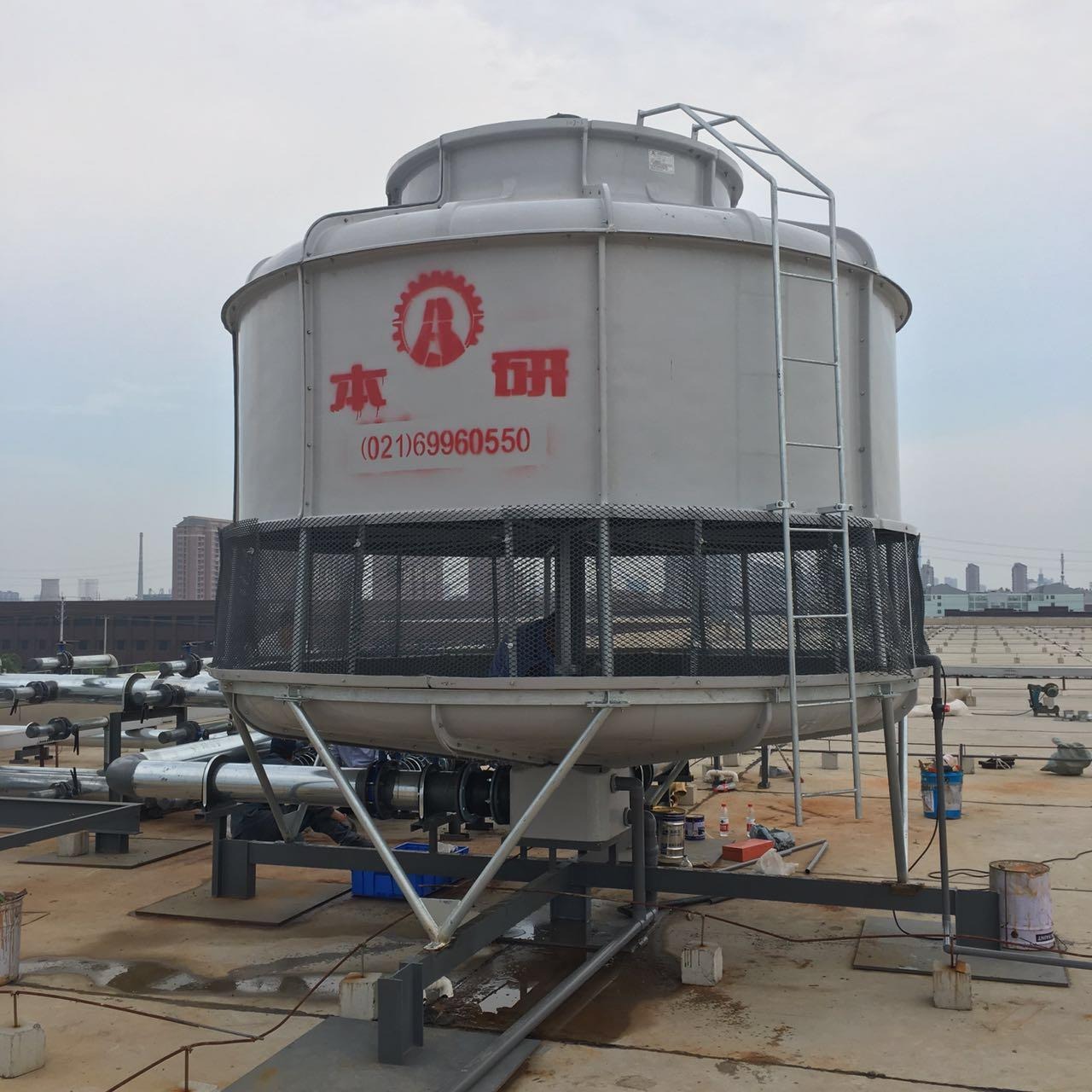 厂家供应 南京冷却塔  玻璃钢圆形逆流冷却水塔 本研BY-R-125T