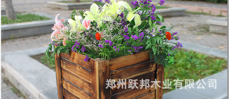 户外防腐木木质花箱花槽 移动组合式长方形花池河南花盆花箱示例图2