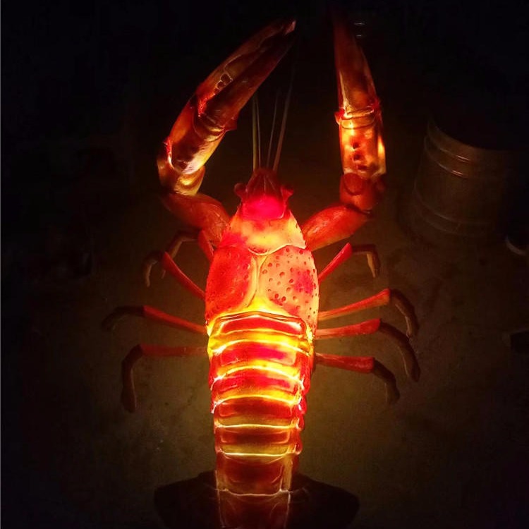 玻璃钢发光龙虾雕塑 龙虾的门口迎宾小龙虾雕塑摆件 唐韵园林图片