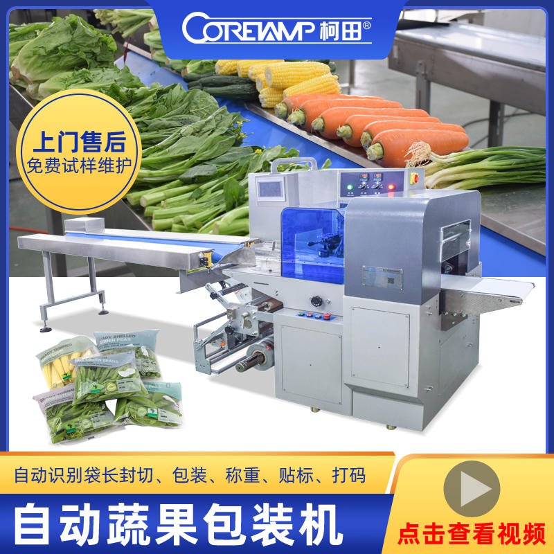 佛山柯田多功能全自动枕式蔬菜包装机 智能袋装蔬菜打包机械设备