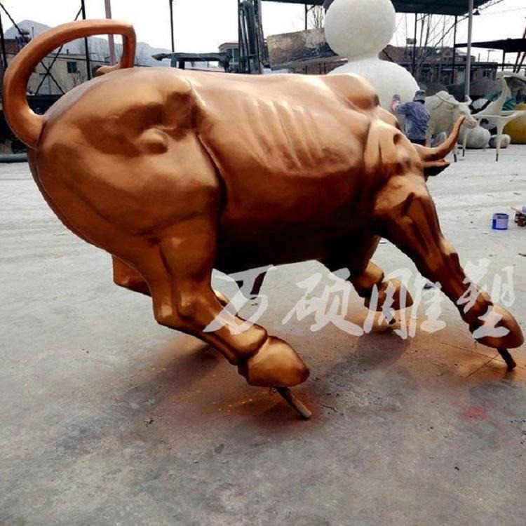 大型仿铜玻璃钢牛雕塑 华尔街铜牛雕塑 仿真动物雕塑 万硕