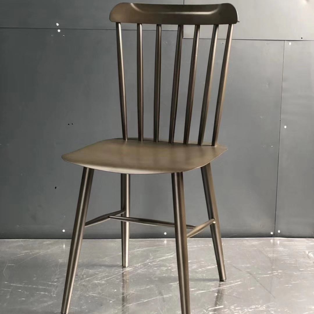 温州不锈钢椅子 靠背椅家用金属户外阳台餐椅 现代简约单人扶手休闲座椅 金属餐椅