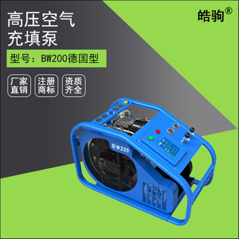 上海皓驹充气泵厂家 德型三级压缩 高压空气压缩机 气瓶空气充填泵 充气泵BW200