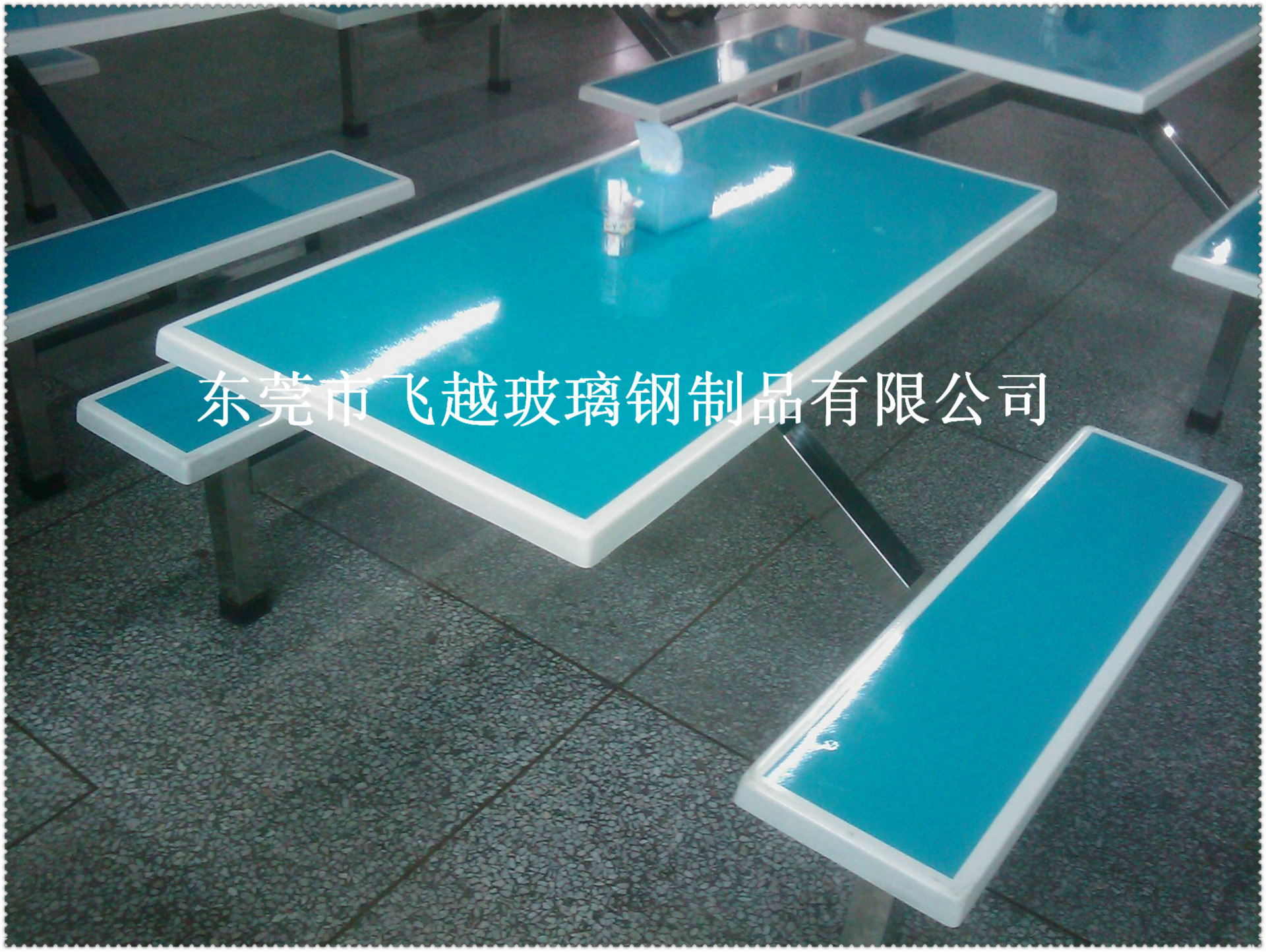 厂家直销8人玻璃钢长条凳连体餐桌椅可定制示例图52