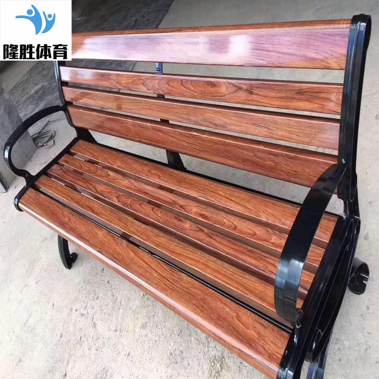 隆胜 定制碳化木座椅 户外公园椅 铸铝广场椅 休闲靠背椅 木质长椅排椅长凳子