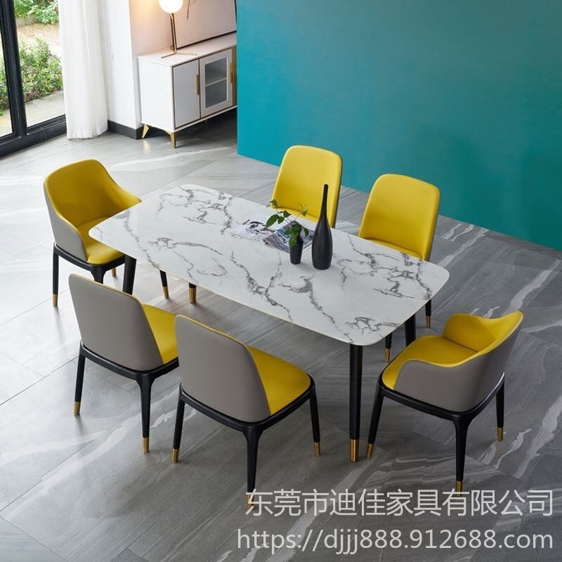 南宁酒店连锁机构  大理石餐桌   岩板餐桌   现代简约餐桌椅   人造大理石餐桌